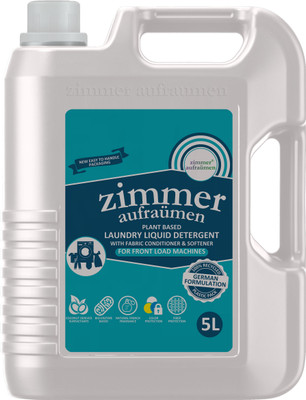 zimmer aufraumen 2X POWER LOW FOAM LAUNDRY LIQUID DETERGENT (5 Liters)- Front Load Machine. HALF QUANTITY REQUIRED. pH Balanced with Fabric Conditioner and Fragrance Booster. Removes Stains, Yellowness. Conditions and Softens. Safe for Baby & Pets. Natural & Biodegradable Floral Liquid Detergent(500