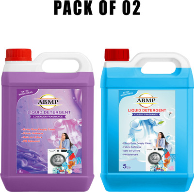 ABMP Lavender & Classic Blue Detergent Combo Pack Deep Clean Extra Brightness Premium Multi-Fragrance Liquid Detergent(2 x 5 L)