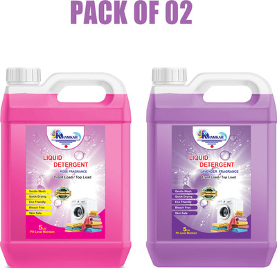 khamkar ROSE AND LAVNDER LAUNDRY DETERGENT TOP LOAD AND FRONT LOAD LIQUID COMBO PACK Multi-Fragrance Liquid Detergent(2 x 5 L)