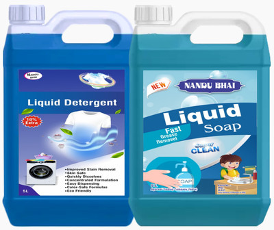 Nandu Bhai Liquid Soap with liquid detergent for Front & Top Load Lavender Liquid Detergent(2 x 5000 ml)