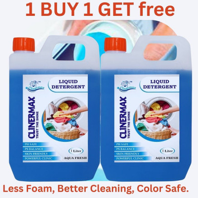 Clinermax liquid detergent blue for all type of cloth, top and front load machine Multi-Fragrance Liquid Detergent(2 x 500 ml)