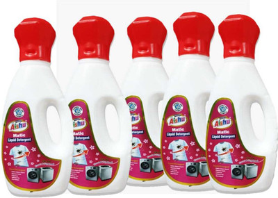 Aishu Matic Liquid Detergent 1 Litre Pack of 5 | Best Liquid Detergent For Top Load Liquid Detergent(5 x 1 L)
