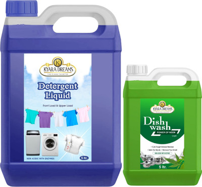 KYARA DREAMS 5LTR FRANT & TOAP WASHING MACHINE LIQUID DETERGENT 1LTR GREEN DISH WASH (6LTR) Multi-Fragrance Liquid Detergent(6 L)