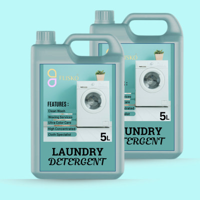 FLISKO Washing Machine Liquid Detergent 10L With Extra Cloth Care In Blue Combo Lavender Liquid Detergent(2 x 5 L)
