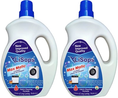 LiSops Max Matic Laundry Liquid Detergent (for front load top load machines) 1 Litre Multi-Fragrance Liquid Detergent(2 x 1 L)