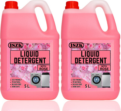 ISZK Liquid Detergent 10L Gentle on Fabric, Tough on Stains & Effective in Cold Rose Liquid Detergent(2 x 5000 ml)