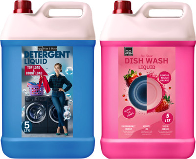 BLISS & BLUSH Nature's Harmony Laundry Liquid 5L & Dish wash Liquid Rose 5L.. Lavender Liquid Detergent(2 x 5 L)