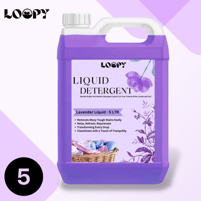 Loopy Laundry Liquid Detergent Gentle Active Fabric Conditioners Premium Fresh Liquid Lavender Liquid Detergent(5 L)