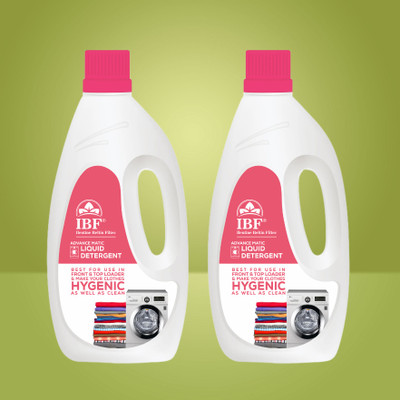 IBF Washing Machine Liquid detergent 2 liter Top load & Front load Multi-Fragrance Liquid Detergent(2 x 1 L)
