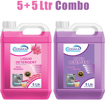 GODAKA Top Load & Front Load Detergent Liquid Lavnder Fragrance with Combo Pack Multi-Fragrance Liquid Detergent(2 x 5 L)