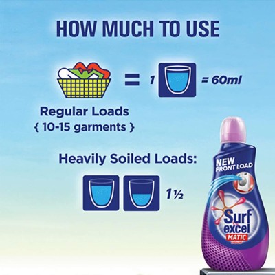 Surf Excel Matic Front Load Detergent Liquid - 1000ml (Pack of 1) Fresh Liquid Detergent(1 L)