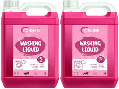 EROSKET Washing Machine Liquid Detergent Top Load And Front Load -pink (10 Ltr) Multi-Fragrance Liquid Detergent  (2 X 5000 Ml) For Rs. 299 @ 70 %
