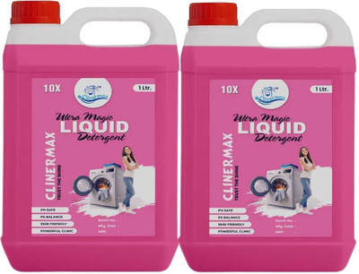 Clinermax Pink Washing Detergent| Gentle & Biodegradable Formula pack of 2L Rose Liquid Detergent(2 x 500 ml)