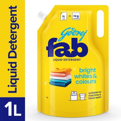 Godrej Fab Refill Pouch for Machine & Hand Wash Fresh Liquid Detergent(1 L)