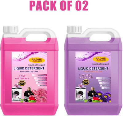 Radheliquid COMBO PACK TOP LOAD AND FRONT LOAD LAUNDRY LIQUID DETERGENT HIGH QUALITY Multi-Fragrance Liquid Detergent(2 x 5 L)