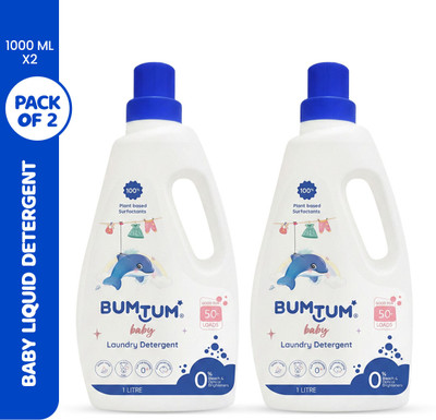 BUMTUM 100% Natural Plant Based Baby Laundry for Clothes, Derma Tested Fresh Liquid Detergent(2 x 1 L)