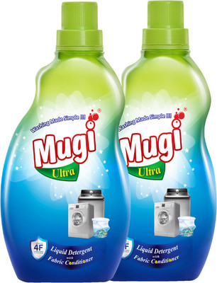 mugi Ultra Liquid Detergent (Inbuilt Fabric Conditioner) 1000ml combo (1+1) Multi-Fragrance Liquid Detergent(2 kg)