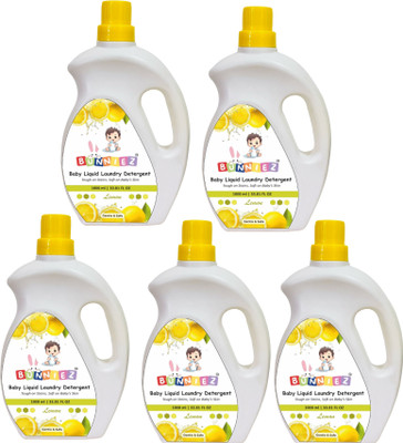 Bunniez Baby Laundry Detergent for Baby Clothes Kills Bacteria Free From Harsh Chemicals Lime Liquid Detergent(5 x 1 L)