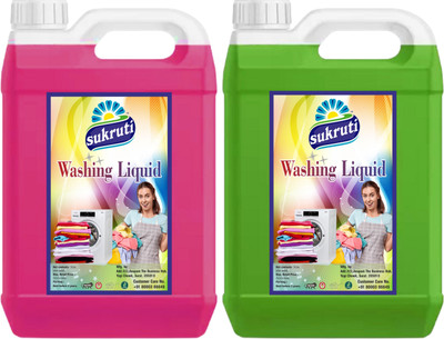 sukruti Pink and Green Detergent for topload and front load machines Rose Liquid Detergent(2 x 5 L)