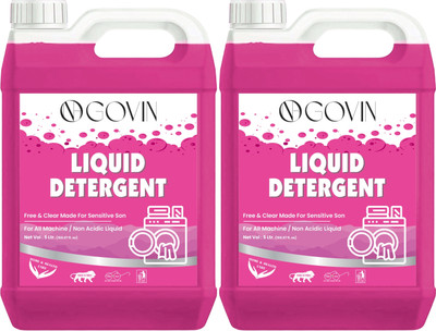 GOVIN WASH Washing machine liquid detergent top load and front load combo pack of -2 -pink Rose Liquid Detergent(2 x 5 L)