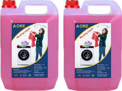 AORE Washing machine liquid detergent pink front load combo (10ltr) Multi-Fragrance Liquid Detergent(2 x 5 L)