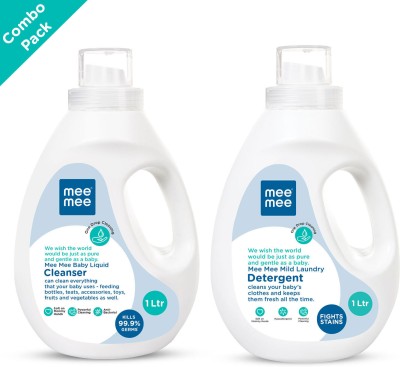 MeeMee Liquid Detergent bottle 1L and Liquid Cleanser 1 Combo Liquid Detergent(2 L)