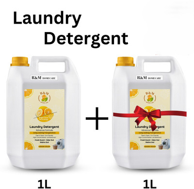 R&M Top & Front Load Washing Machine & Hand wash Detergent Liquid(buy 1 get 1 free) Lime Liquid Detergent(2 x 1 L)