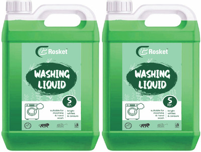 EROSKET Washing machine liquid detergent top load and front load -green (10 ltr) Multi-Fragrance Liquid Detergent(2 x 5000 ml)