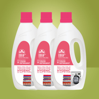IBF Washing Machine Liquid detergent 3 liter Top load & Front load Multi-Fragrance Liquid Detergent(3 x 1 L)