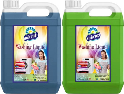 sukruti Blue and Green Detergent for topload and front load machines Neem Liquid Detergent(2 x 5 L)