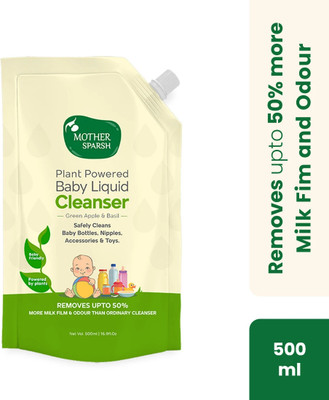 Mother Sparsh Natural Baby Liquid Cleanser (Powered by Plants) Cleanser for Baby Bottles, Nipples, Accessories and Toys, Refill Pack (500ml) Multi-Fragrance Liquid Detergent(500 ml)