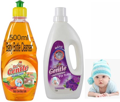 DOCTORGENTLE Sensitive skin baby liquid detergent With Baby Bottle Cleanser Combo Set Floral Liquid Detergent(1 L)