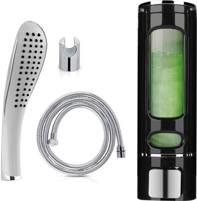 Sellzy Wall Mounted Liquid Soap Dispenser and ABS Plastic Hand Rain Spray Shower Head 400 ml Conditioner, Gel, Liquid, Lotion, Sanitizer Stand, Shampoo, Soap Dispenser(Black, Silver)