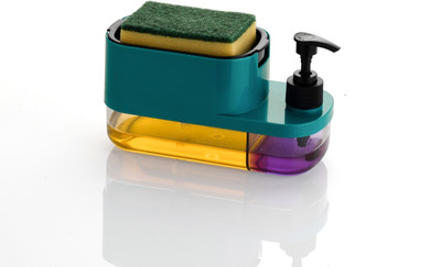 Sorath 3 in 1 Liquid Soap Dispenser for Home & Kitchen with Sponge Holder Sink Pump 500 ml Gel, Liquid, Shampoo Dispenser(Green)