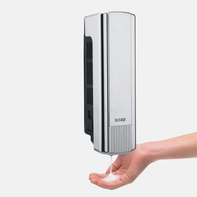 Pluto ABS Manual Liquid Soap Dispenser Wall-Mounted for Home Bathroom & Kitchen 350 ml Liquid Dispenser(Silver)