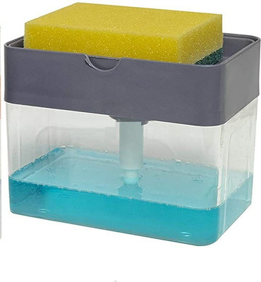 JKB TRADERS Soap Dispenser Pump with Sponge Holder 400 ml Soap Dispenser(Clear)