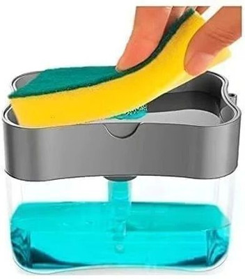 Vasundhara Bathroom Kitchen Soap Dispenser Soap Pump Sponge Holder 500 ml Liquid, Gel Dispenser(Black)