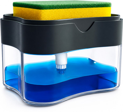 SWAPKART 2-in-1 Liquid Soap Dispenser for Kitchen and Sponge Holder 400 ml Liquid, Soap, Gel Dispenser(Multicolor)