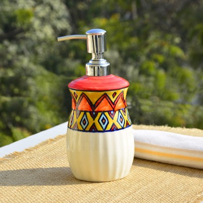 StyleMyWay Luxurious Ceramic Hand Painted Handwash Dispenser (Multicolor, 7x7x18 cm) | 400 ml Soap Dispenser(Multicolor)
