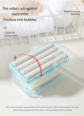 Spatlus 2-In-1 Portable Laundry Rolling Soap Box Soap Bar Dispenser With Rubber Roller 500 ml Soap Dispenser(Multicolor)