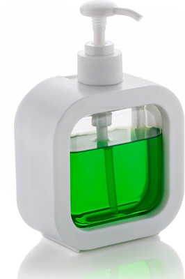 CHITRAKUT Plastic Transparent Hand Soap Dispenser – 400ml Pump Bottle for Home Use 500 ml Soap, Shampoo, Lotion, Conditioner, Gel, Liquid Dispenser(White)