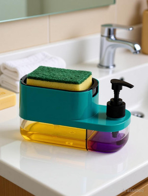 BELLERBIRD 3 in 1 Soap Liquid Pump Dispenser for Kitchen Sink Countertop 350 ml Liquid, Soap, Conditioner, Foam, Gel, Lotion, Shampoo Dispenser (Green) deal from flipkart