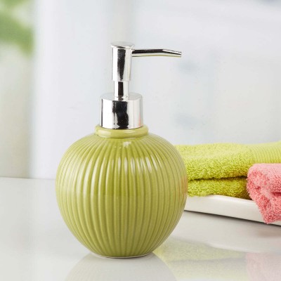 Kookee Ceramic Soap Dispenser handwash Pump for Bathroom, Set of 1, Green (8049) 250 ml Conditioner, Lotion, Shampoo, Soap, Foam, Liquid, Gel, Sanitizer Stand Dispenser(White)