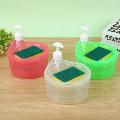 SANCORP Double Layer 2 in 1 Liquid soap Dispenser with Pump and Sponge 1 L Liquid Dispenser(Multicolor)