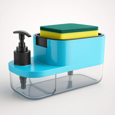 Milyyy Plastic 3 in 1 soap dispenser pump ,liquid soap, gel , for kitchen accessories 350 L Liquid, Soap Dispenser(Blue)