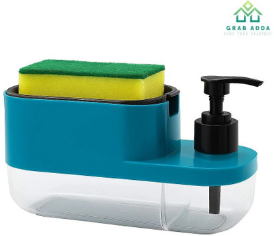 Grab Adda GRAB ADDA 3-in-1 Soap Dispenser with Sponge Holder & Liquid Pump for Kitchen 400 ml Liquid, Soap Dispenser(Blue)