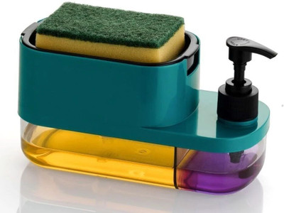 XénōED ! 3-in-1 Liquid Soap Dispenser & Sponge Holder for Kitchen Counter || 350 ml Liquid Dispenser(Multicolor)