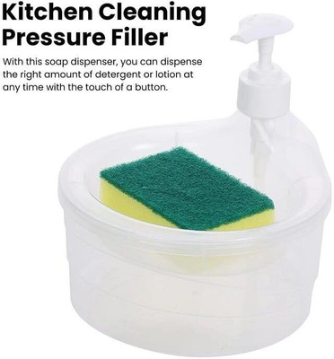 NXTBUY NXTBUY 2 in 1 Liquid soap Dispenser with Pump and Sponge 300 ml Soap Dispenser 250 ml Liquid Dispenser(White)