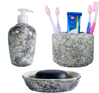 Unique Utilities Bathroom Accessories Set of 3 - Soap Dispenser | Toothbrush Holder | Soap Dish 350 ml Conditioner, Foam, Gel, Liquid, Lotion, Sanitizer Stand, Shampoo, Soap Dispenser(Grey)