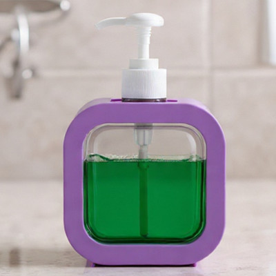 CHITRAKUT Transparent Plastic Hand Lotion Dispenser – 400ml Pump Bottle for Bathroom 500 ml Soap, Shampoo, Lotion, Conditioner, Gel, Liquid Dispenser(Purple)